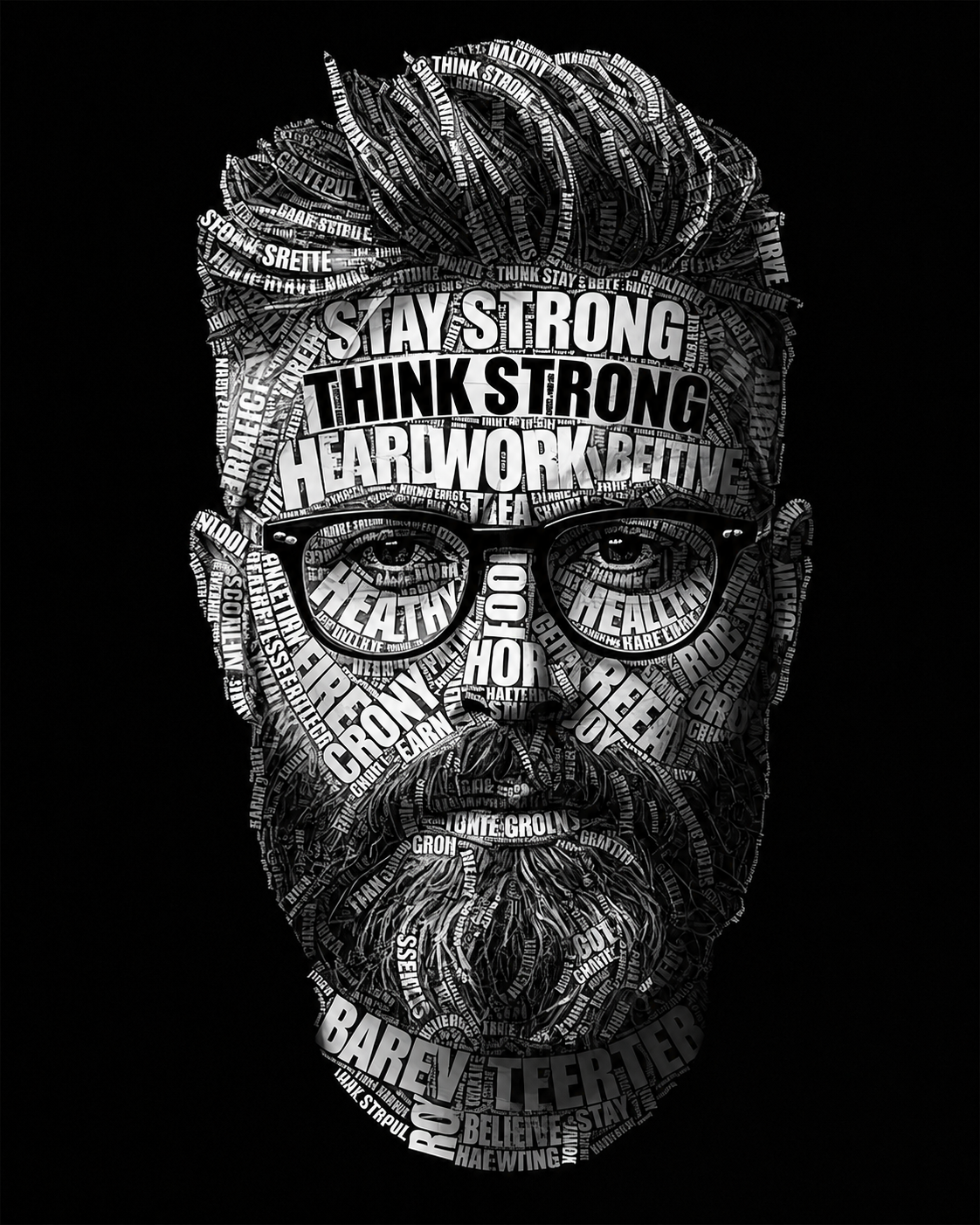 Motivational Typographic Face Portrait