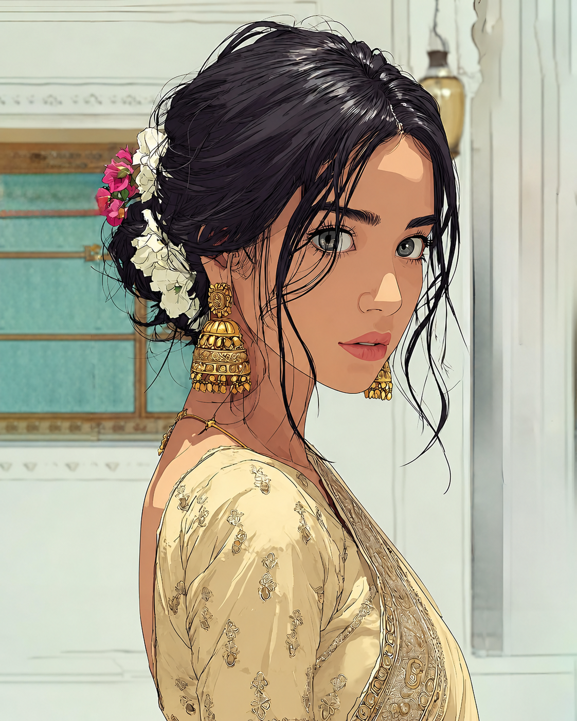 Dreamy Anime Saree Bridal Portrait