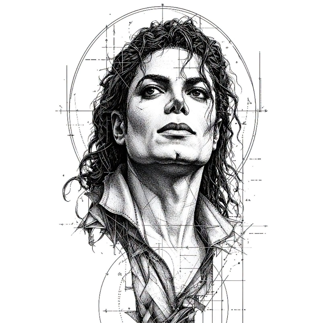 Technical Blueprint Pop Icon Portrait