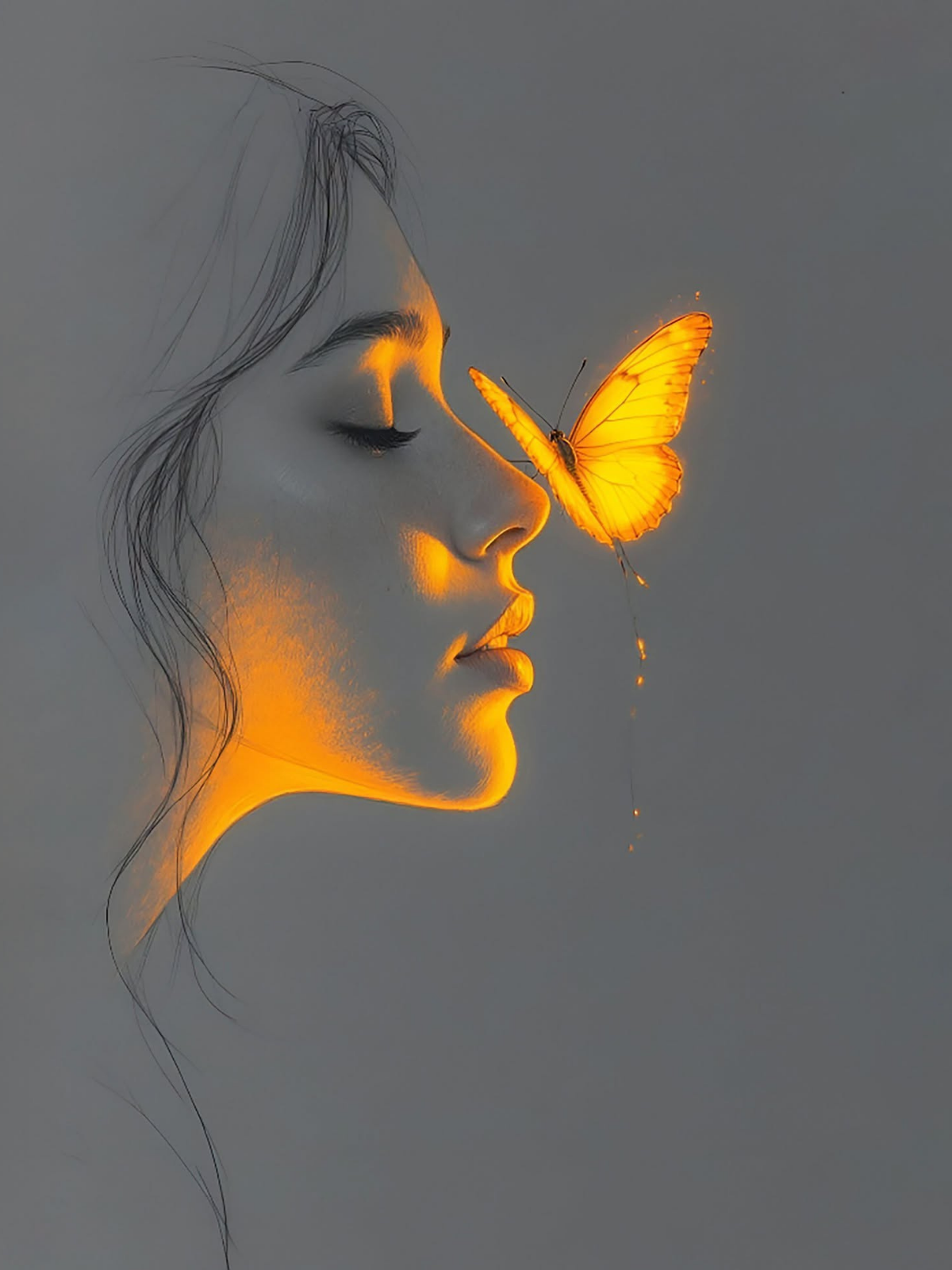 Ethereal Golden Butterfly Portrait