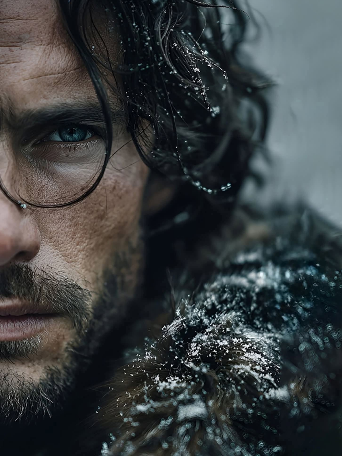 Icy Gaze: Cinematic Winter Man
