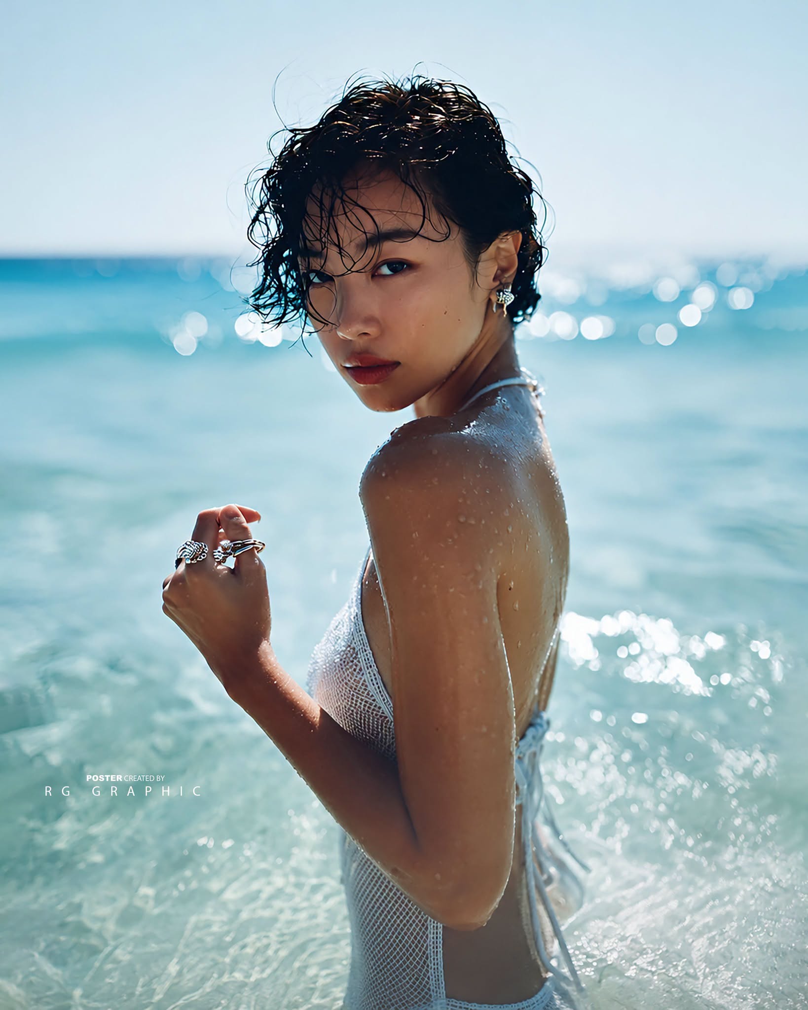 Tropical Pixie Gaze: Luxury Ocean Portrait