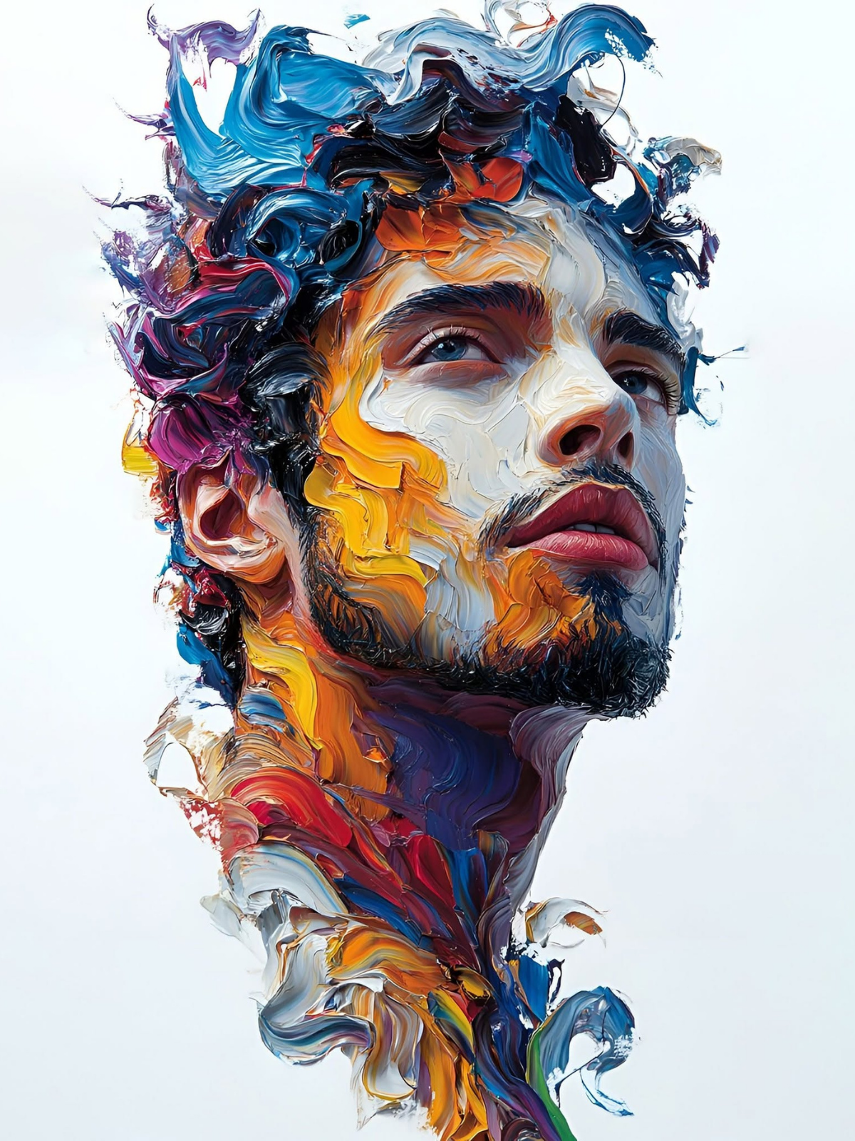Vibrant Swirling Oil Portrait