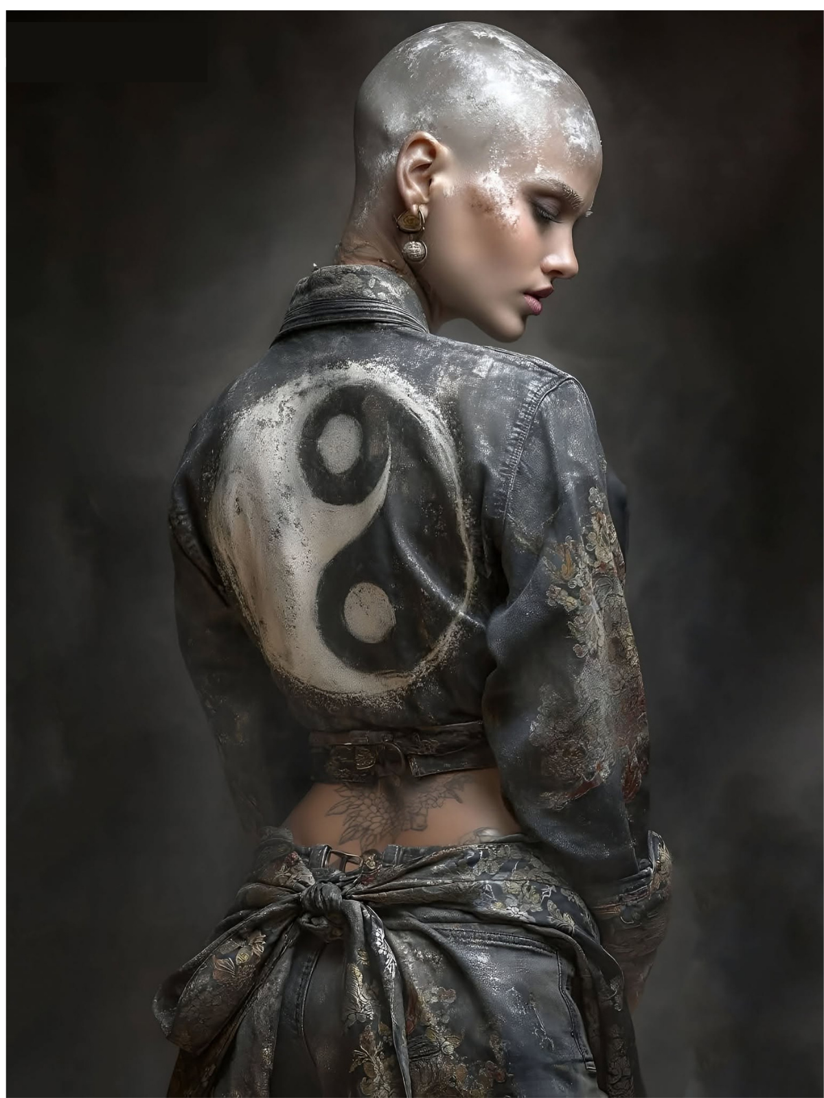 Cinematic Futuristic Metallic Yin-Yang Portrait