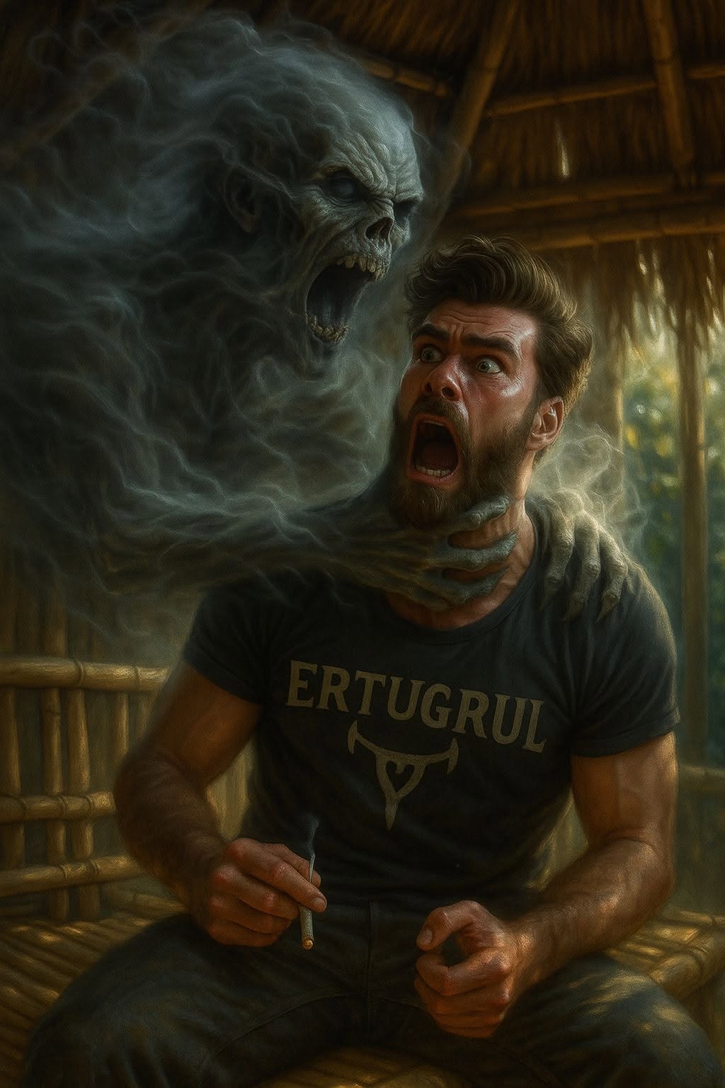 Phantom's Grip: Man's Horror in the Hut