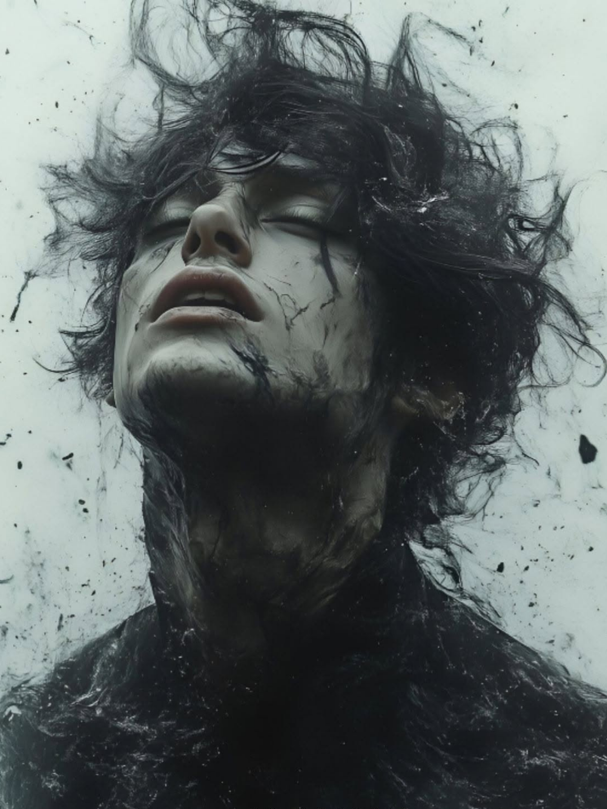 Ethereal Intensity: Black Ink Embrace