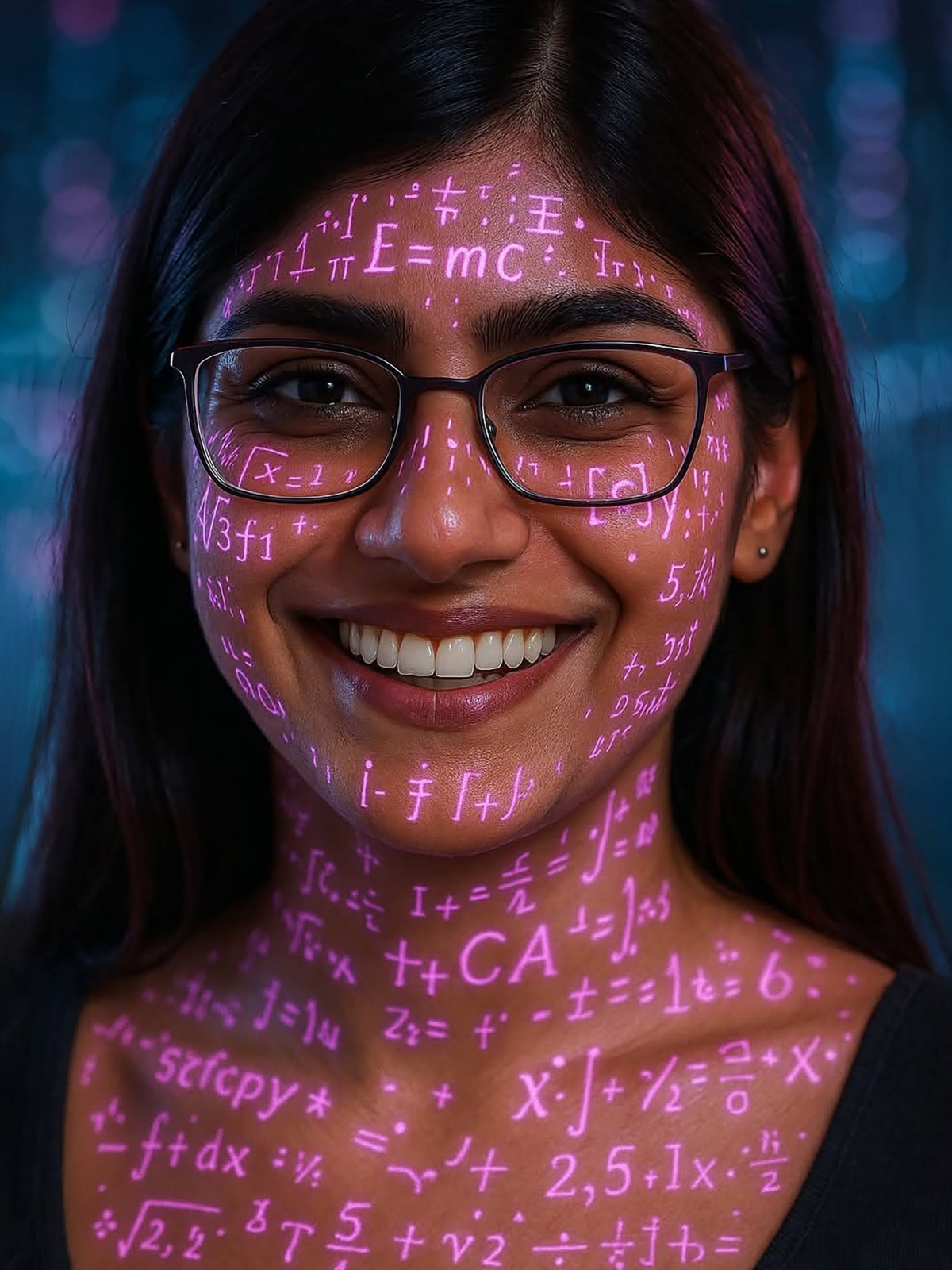 Cybernetic Neon Math Portrait