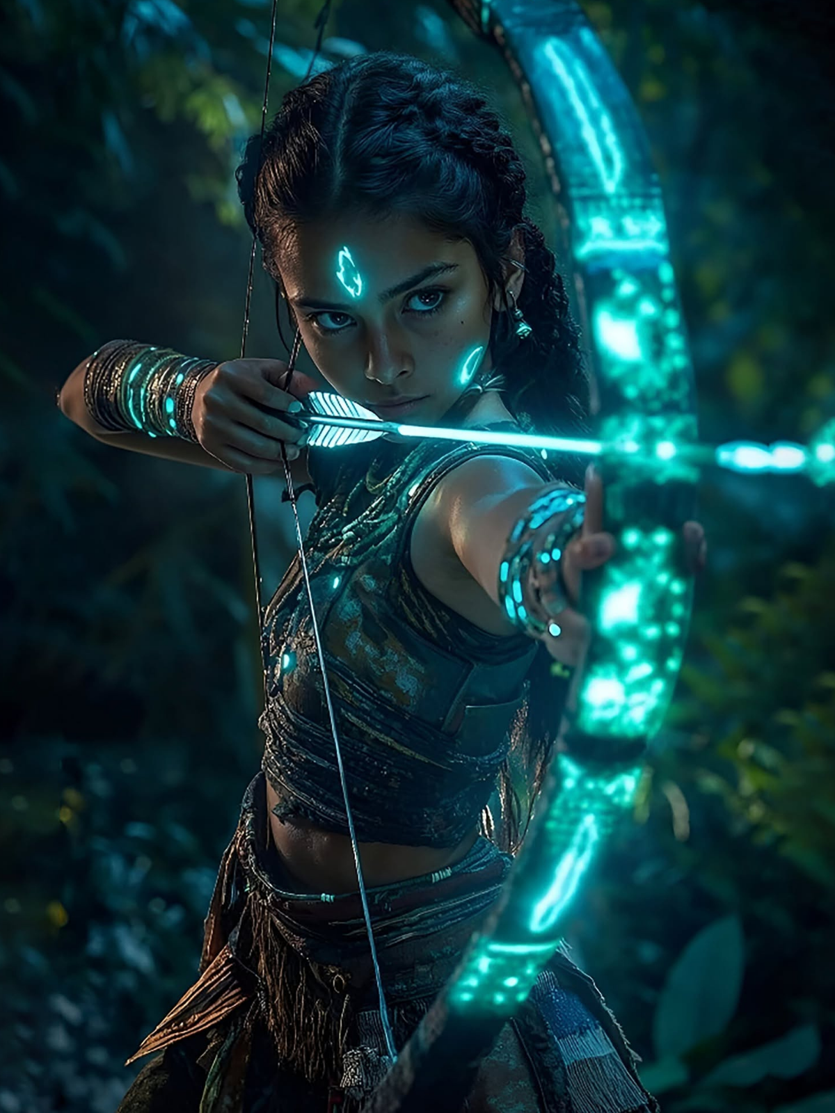 Neon Tribal Huntress, Jungle Glow