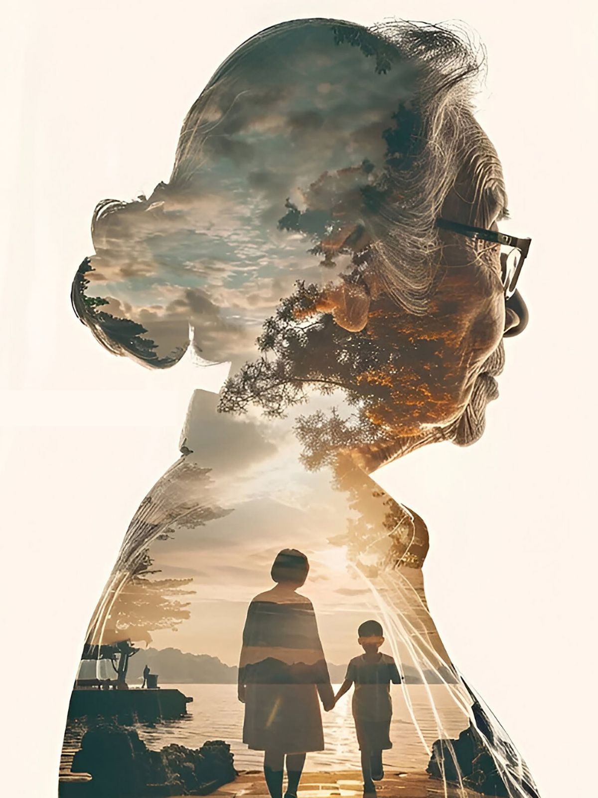 Sunset Serenity: Woman's Soul, Lakeside Reflection