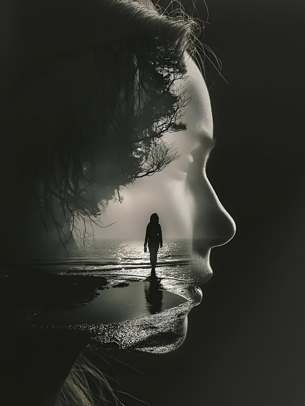 Double Exposure Seascape: Woman's Dream Memory