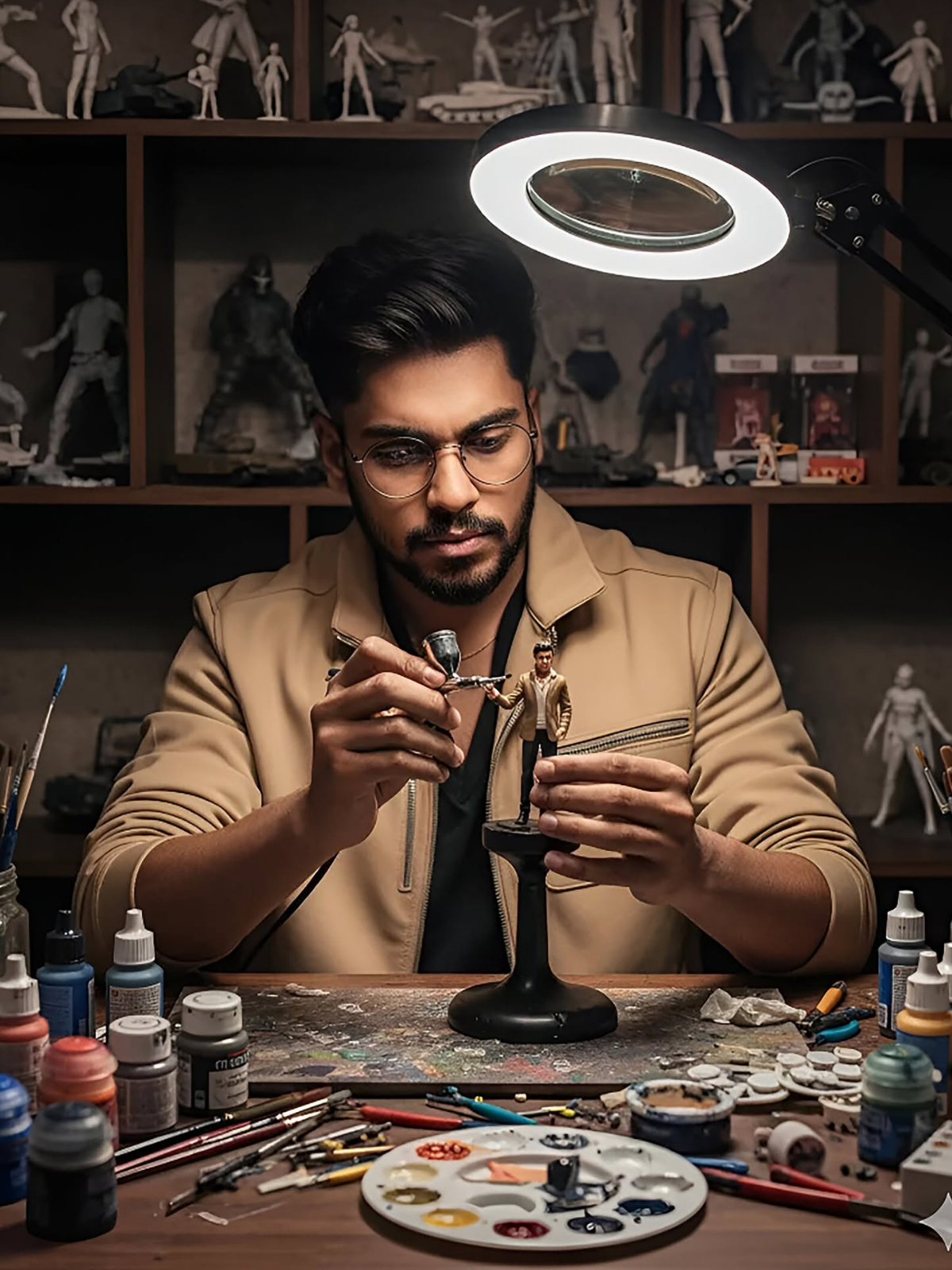 Dedicated Artist Painting Miniature Masterpiece
