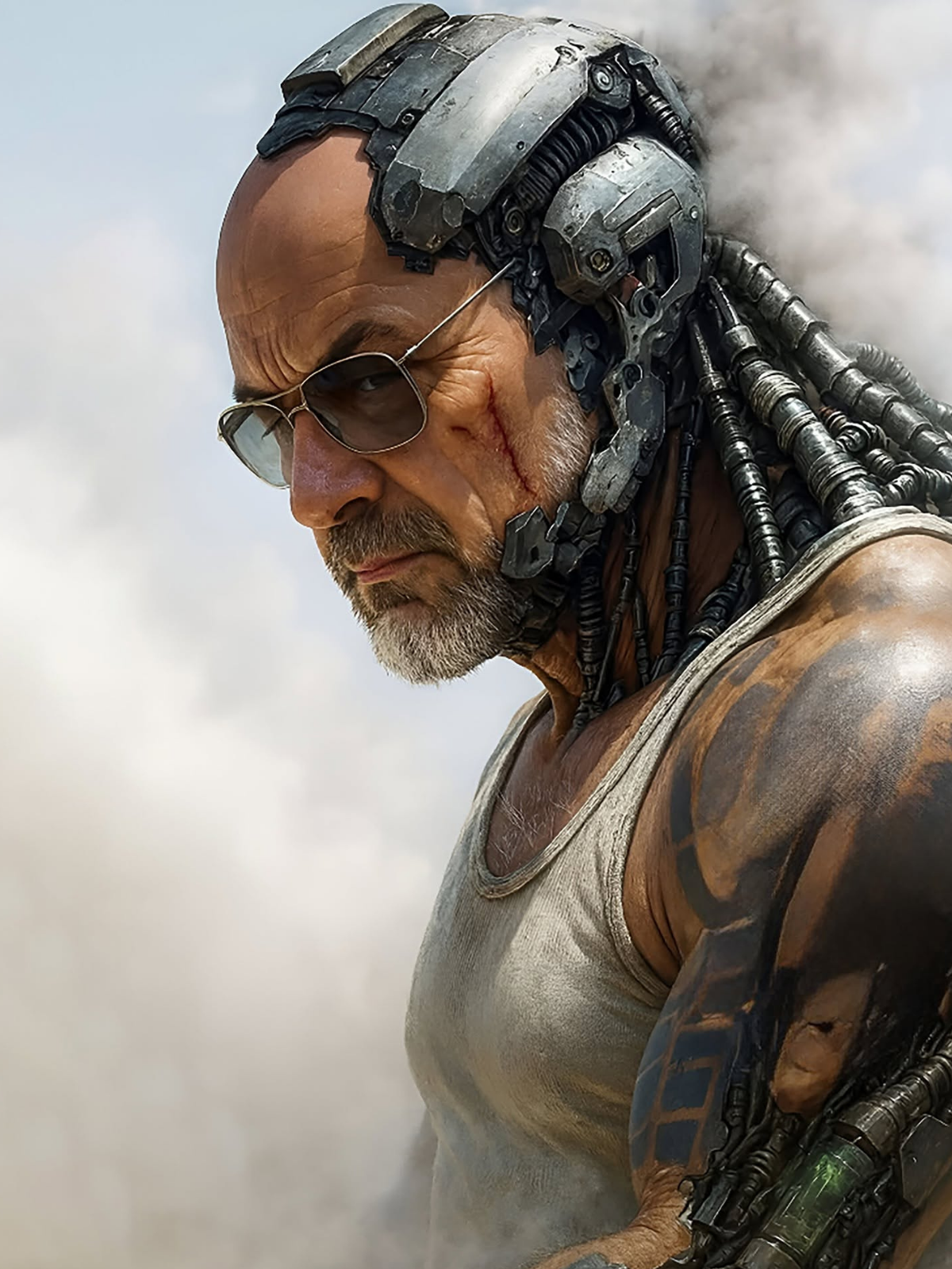 Rugged Cyborg Warrior: Post-Apocalyptic Portrait
