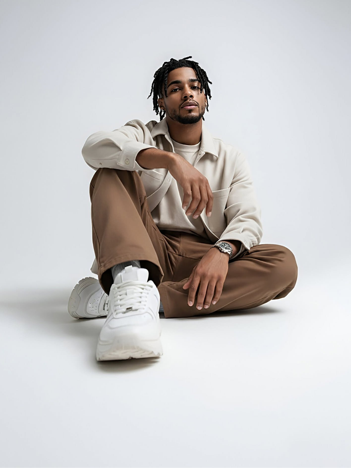 Minimalist Studio Man in Neutral Tones