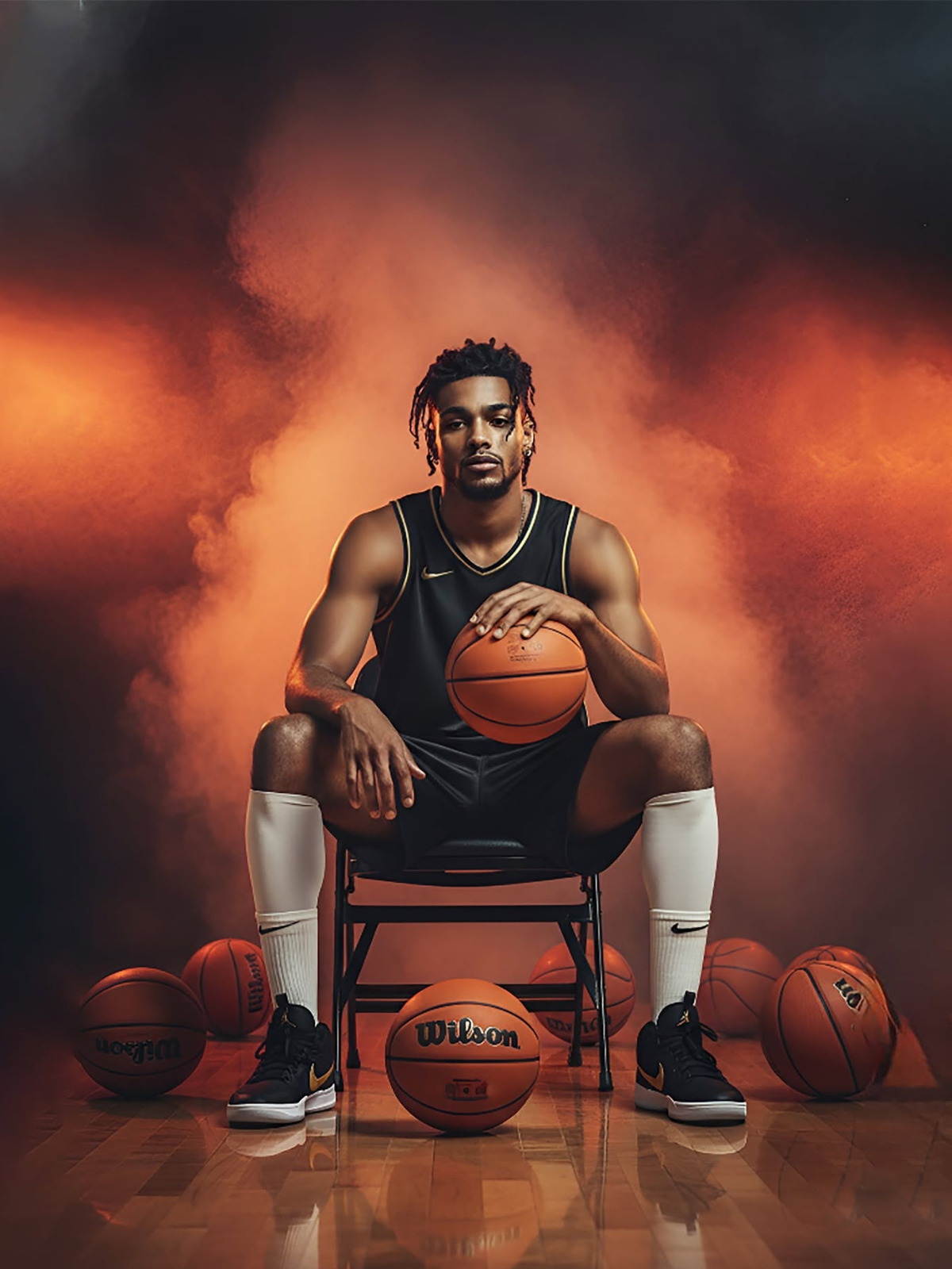 Cinematic Basketball Portrait: Intense Smoke Magazine Cover