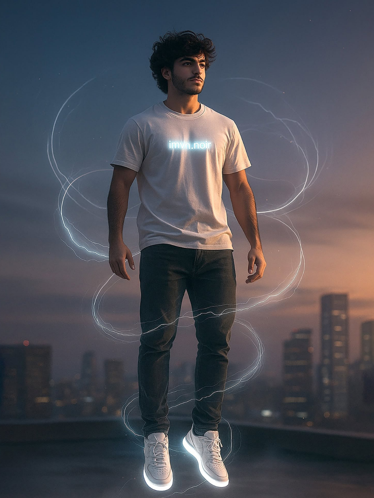 Mid-Air Resonance: Futuristic City Glow