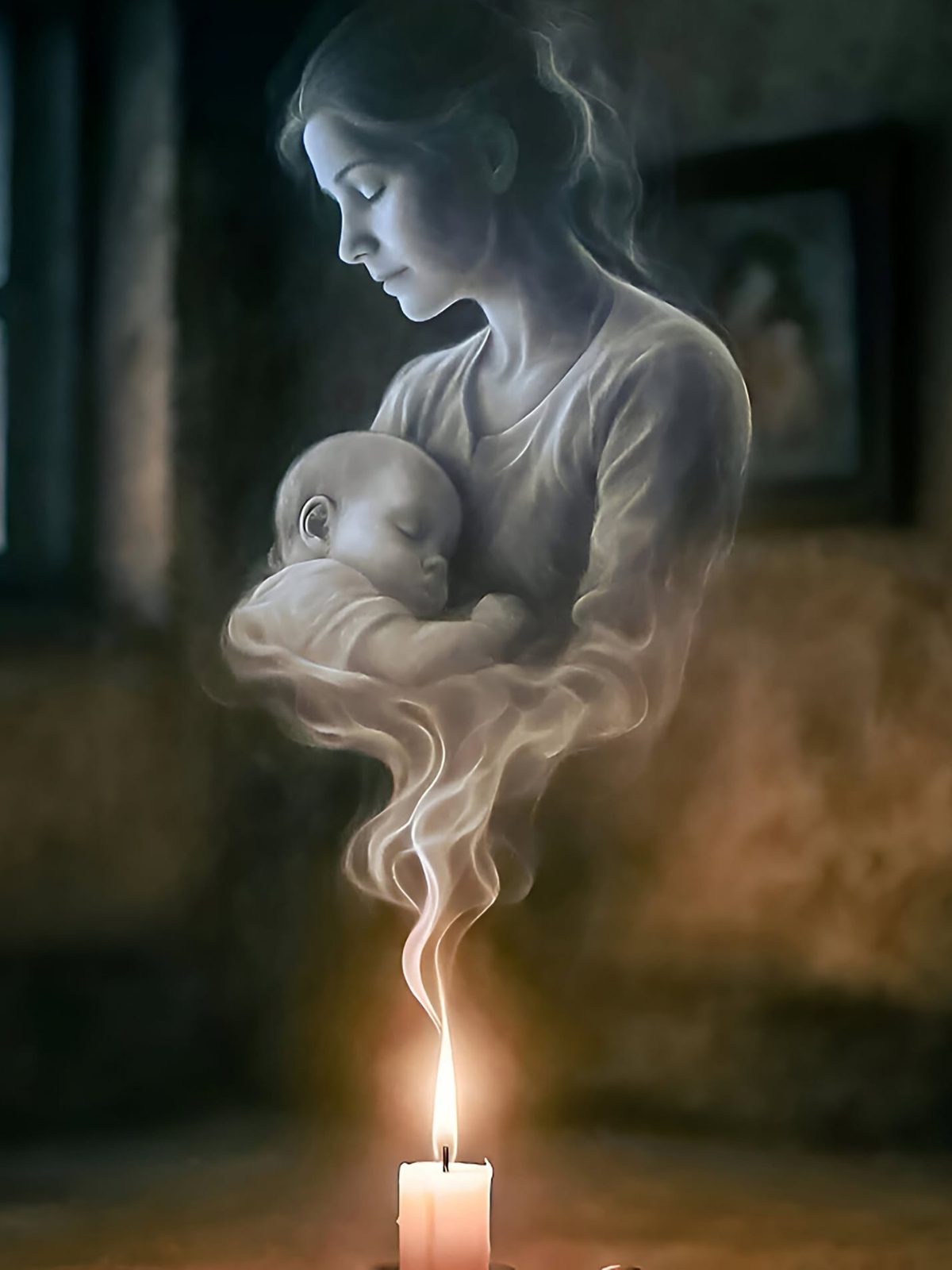 Ethereal Smoke: Mother's Love Illuminated