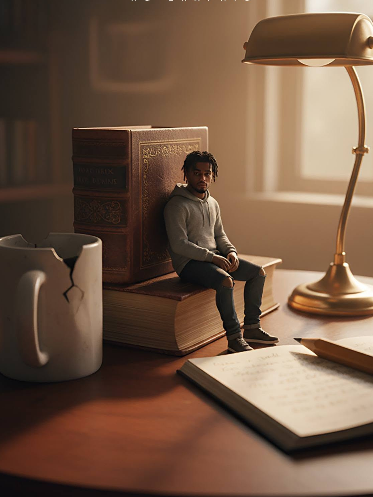 Miniature Man on a Massive Desk