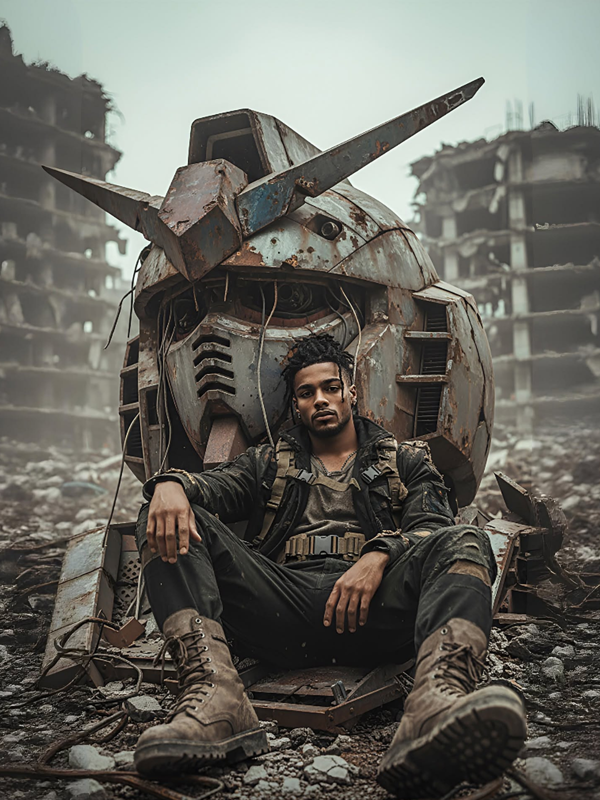 Defiant Survivor, Rusted Mech, Post-Apocalypse