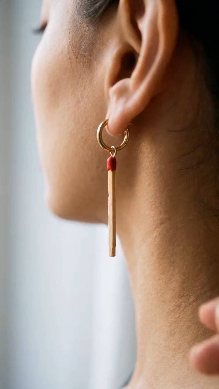 Tiny Matchstick Earring Ignites