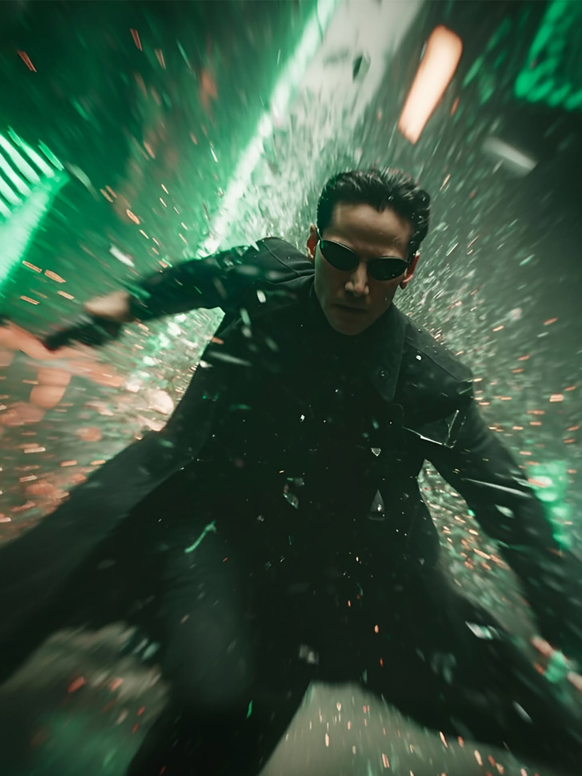 Bullet Time Cyberpunk Neon Shards