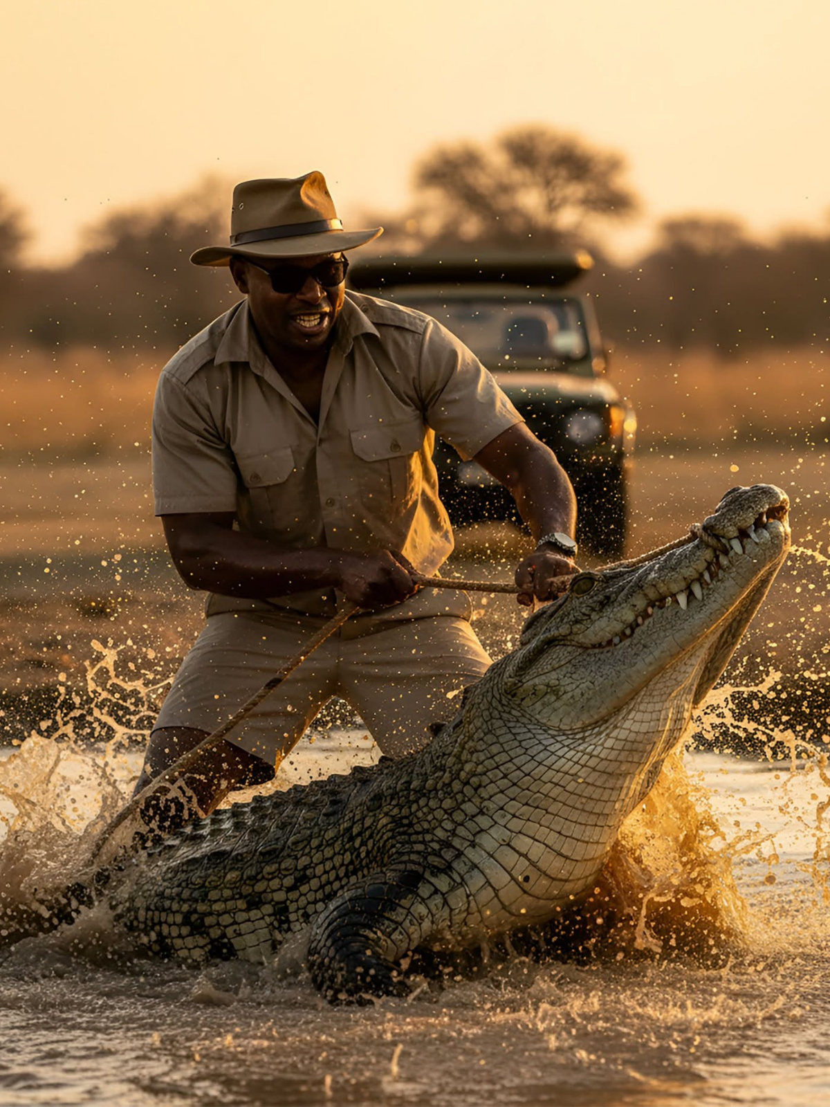 Ranger Vs. Crocodile: Golden Hour Showdown