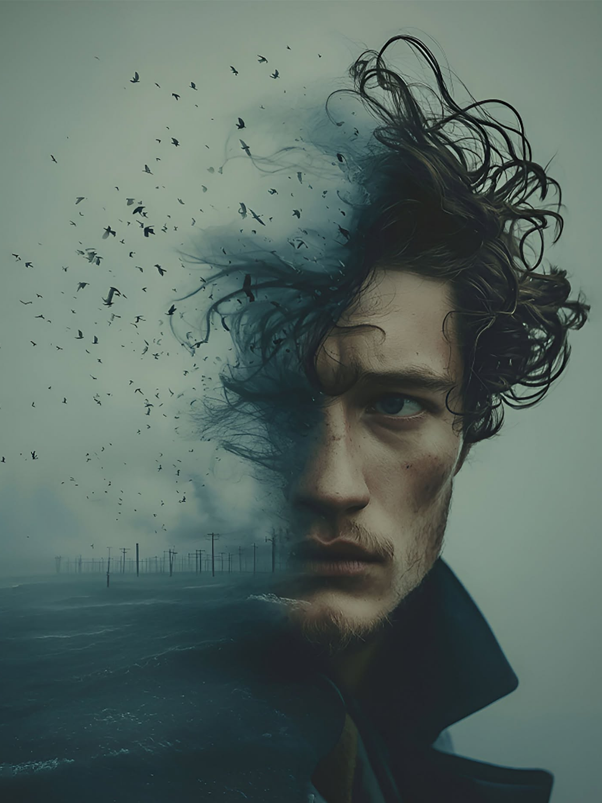 Dark Surreal Seascape Double Exposure