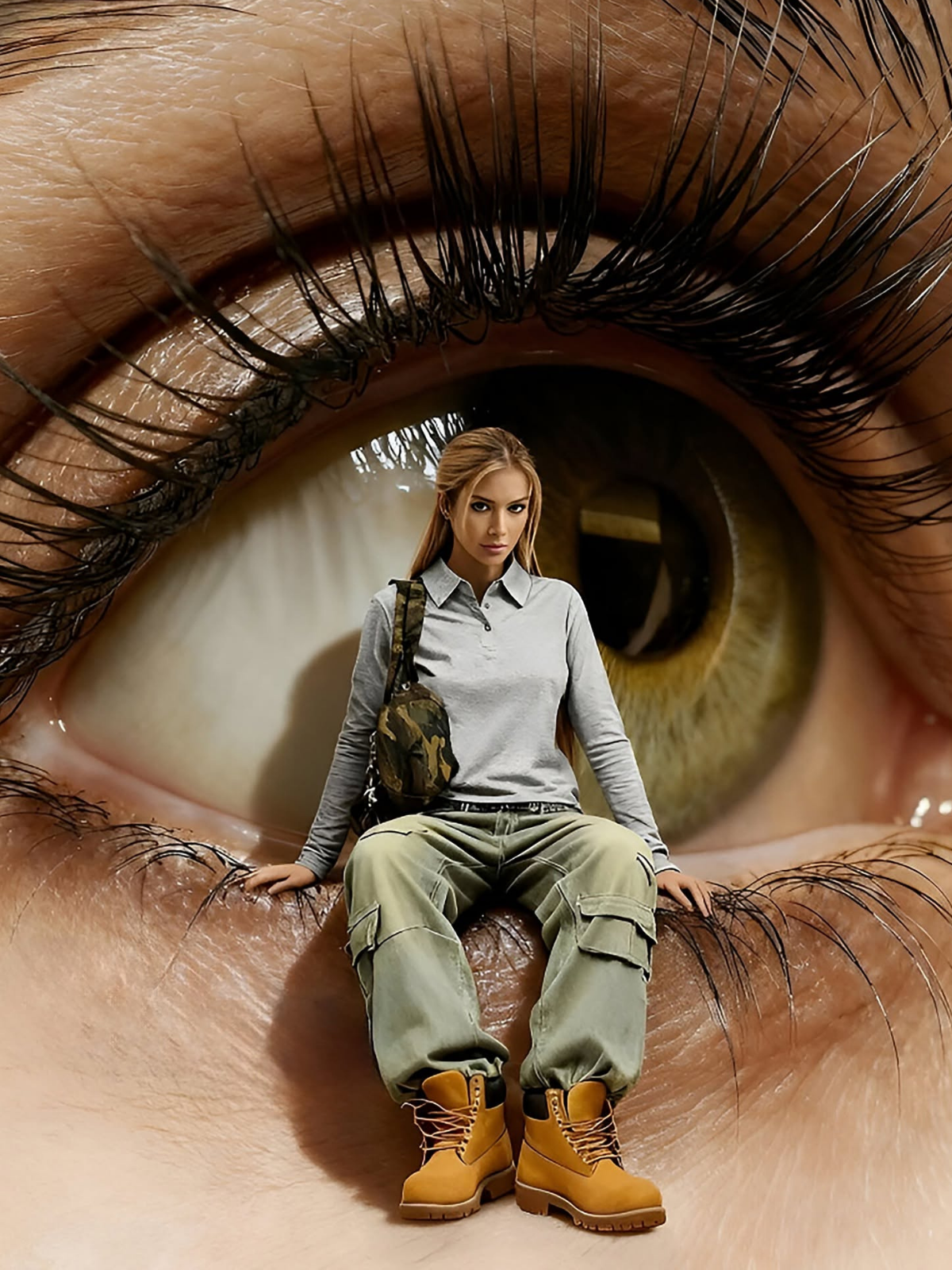 Surreal Macro: Tiny Woman, Giant Eye
