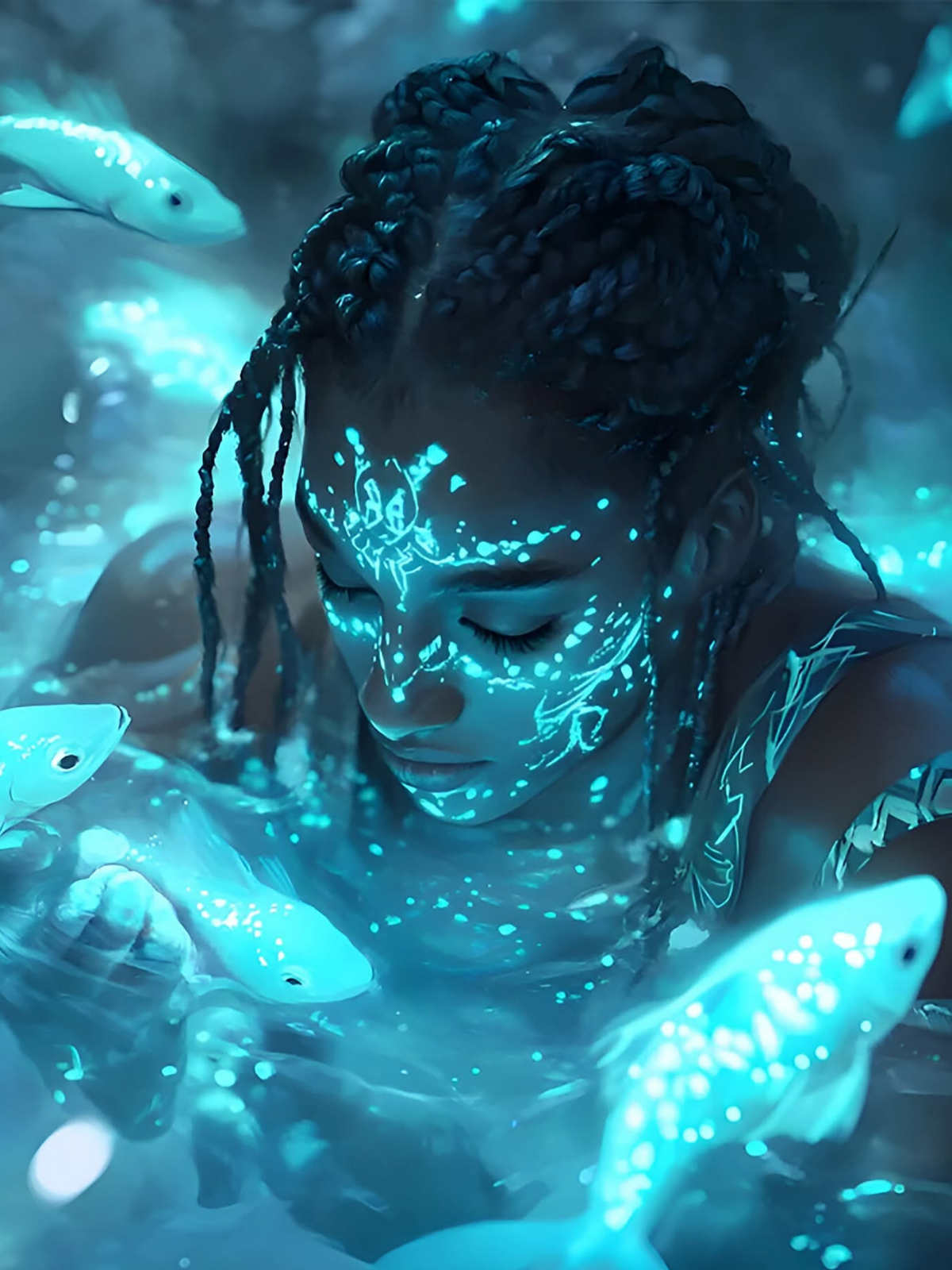 Mystical Bioluminescent Underwater Serenity