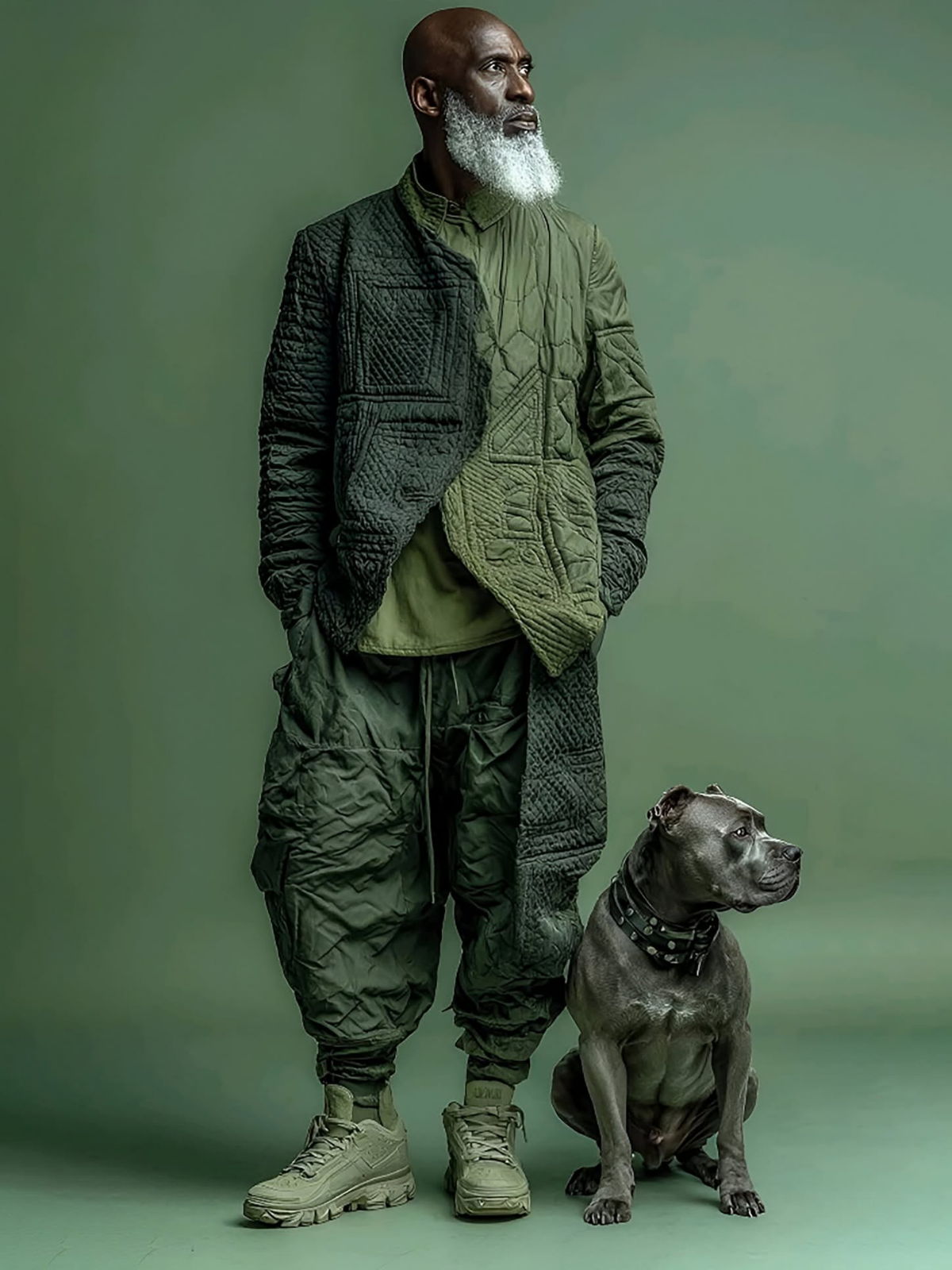 Urban Warrior and Loyal Pit Bull Portrait