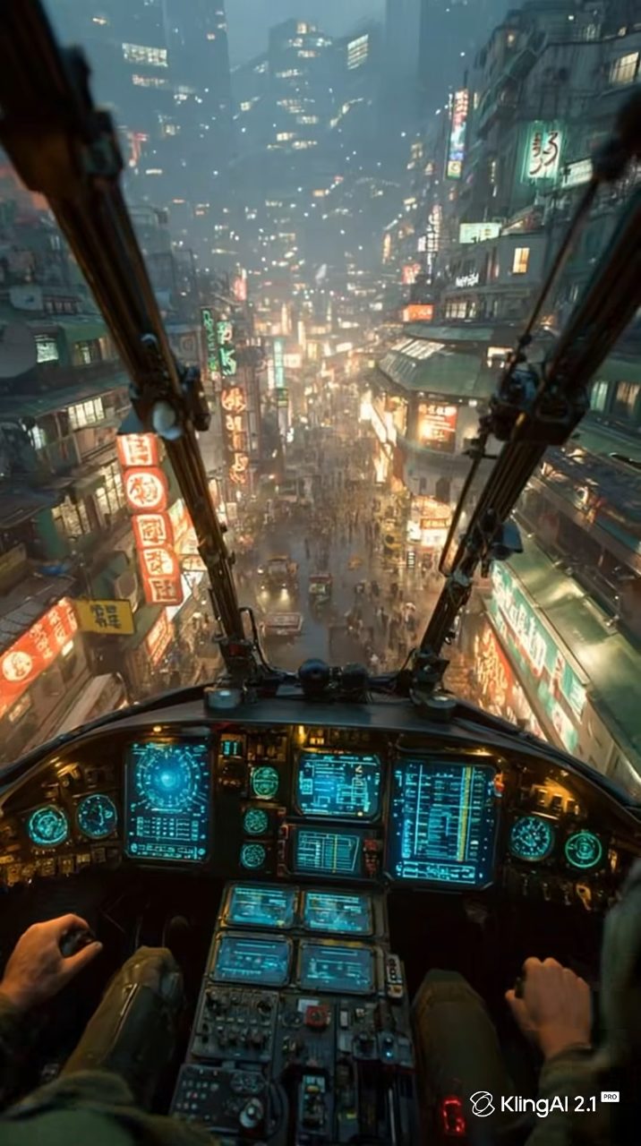 High-Speed Cyberpunk Cockpit POV