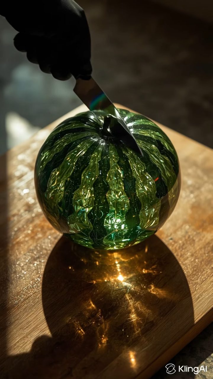Slicing Glass Watermelon: Crystal Clear Dream