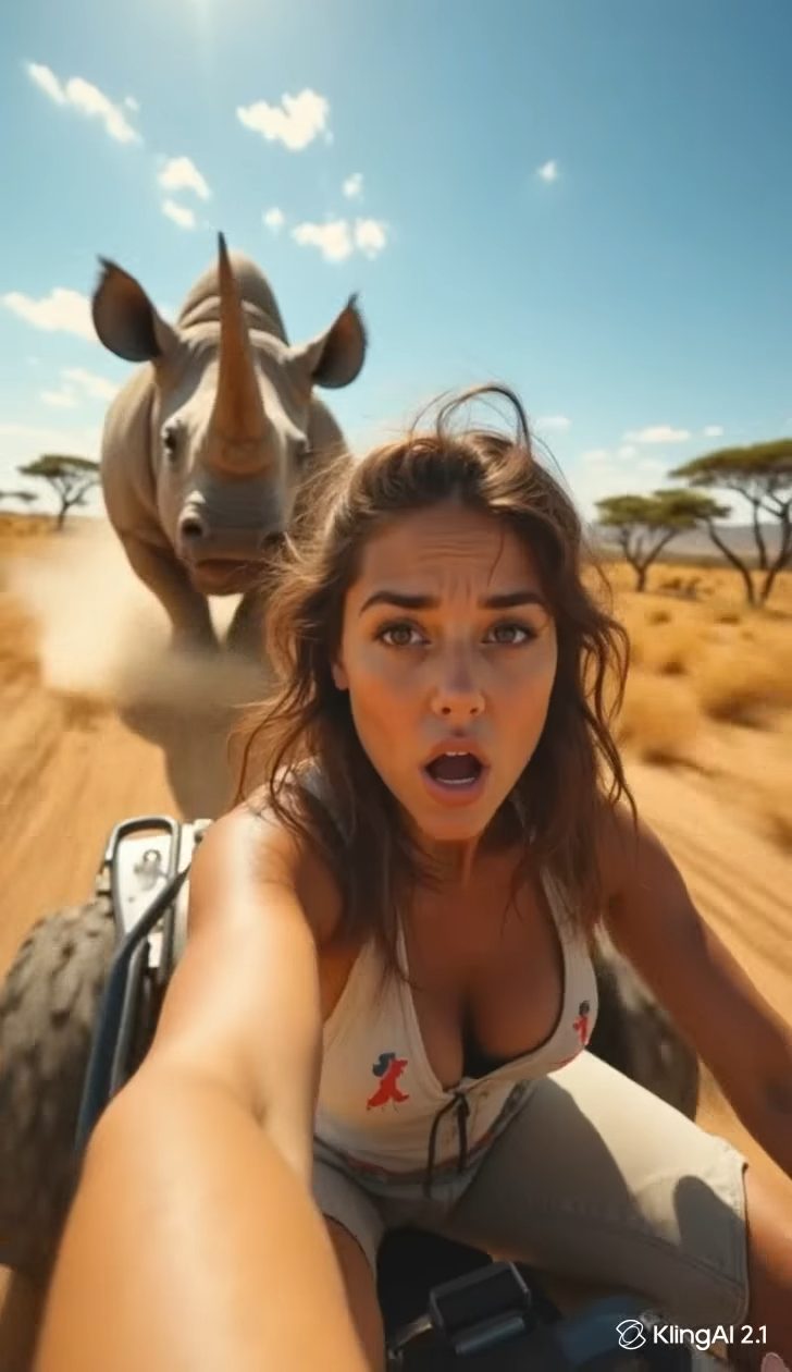 Rhino Chase Selfie Video Adrenaline
