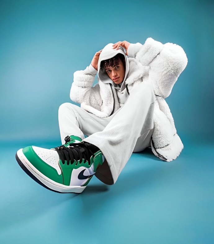 Dynamic White Fur Streetwear Ad