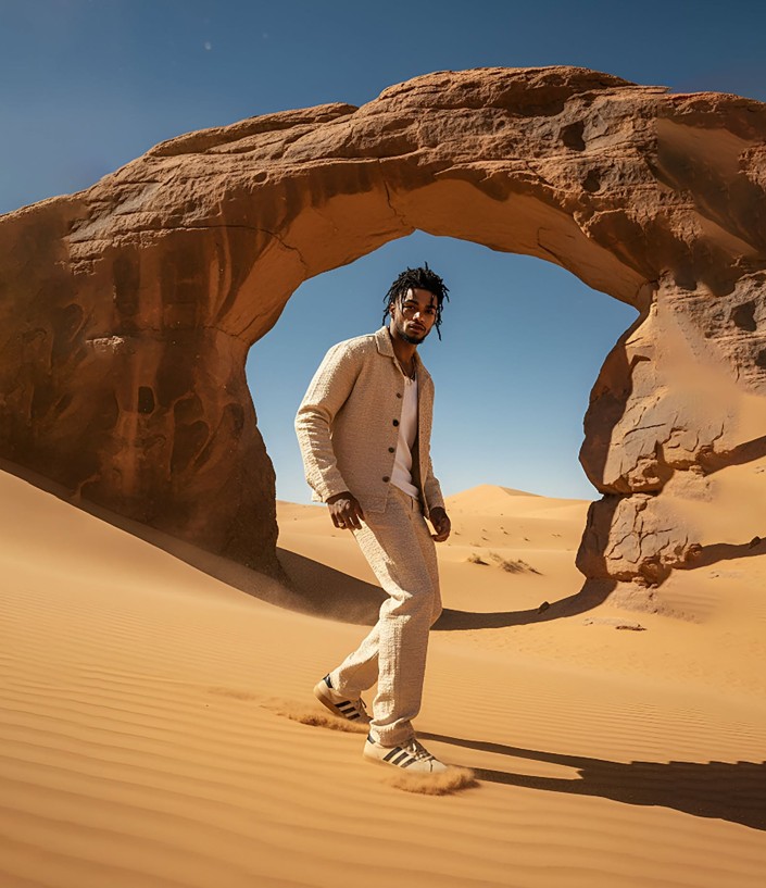 Stylish Man, Golden Desert Arch