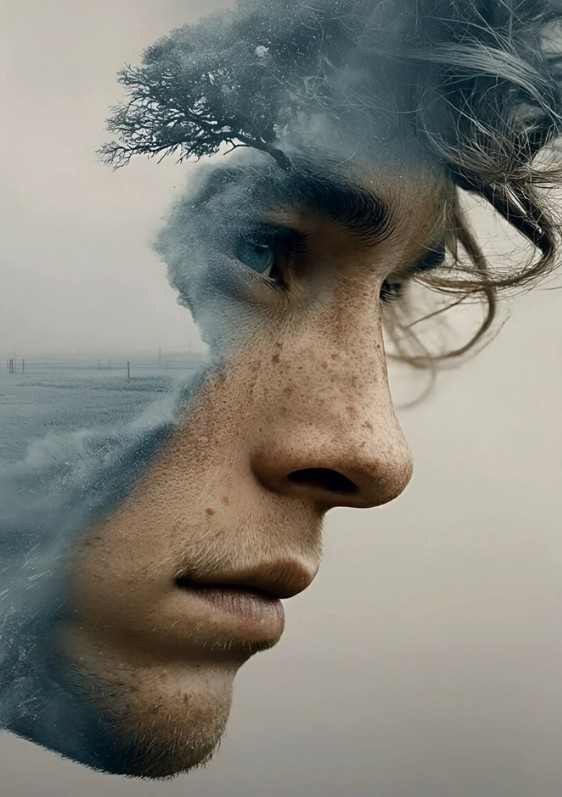 Misty Soul: Nature's Embrace Double Exposure