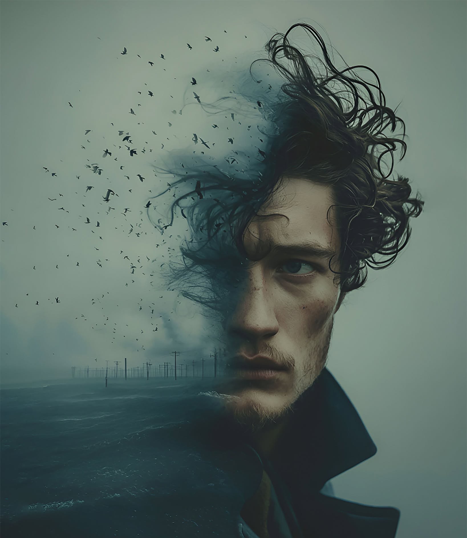 Man of Storms: Surreal Double Exposure