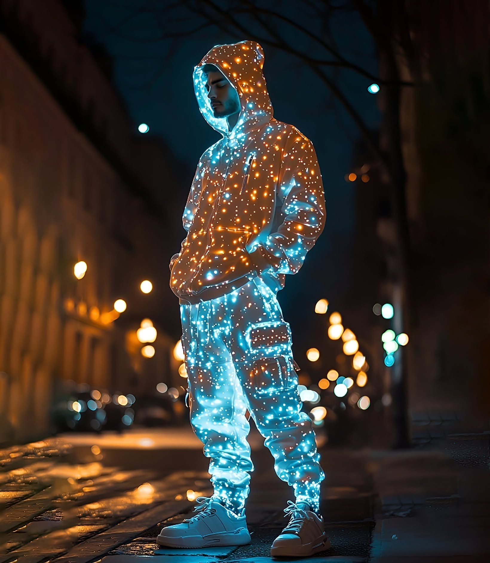 Bioluminescent Cyberpunk Night Solitude