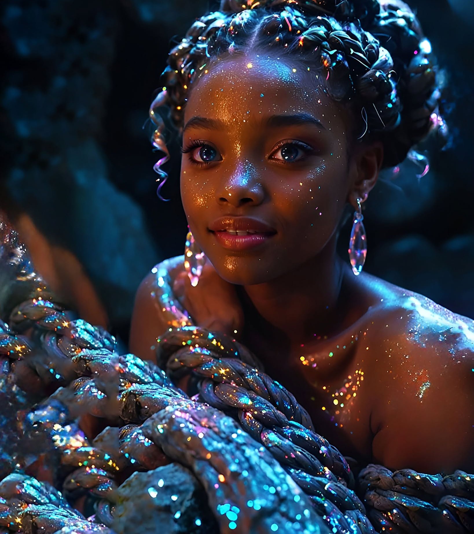 Bioluminescent Stardust Queen Portrait