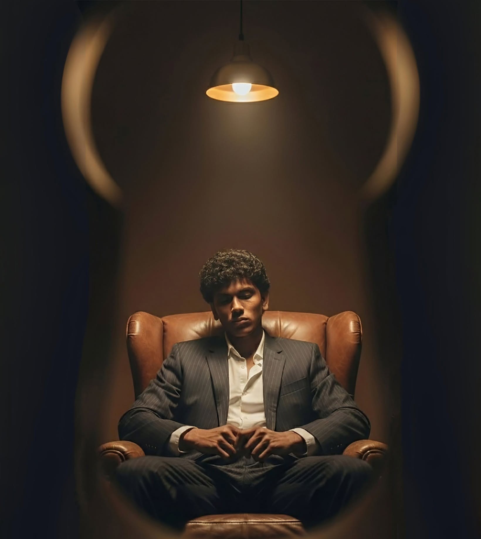 Mysterious Keyhole Gaze: Cinematic Portrait