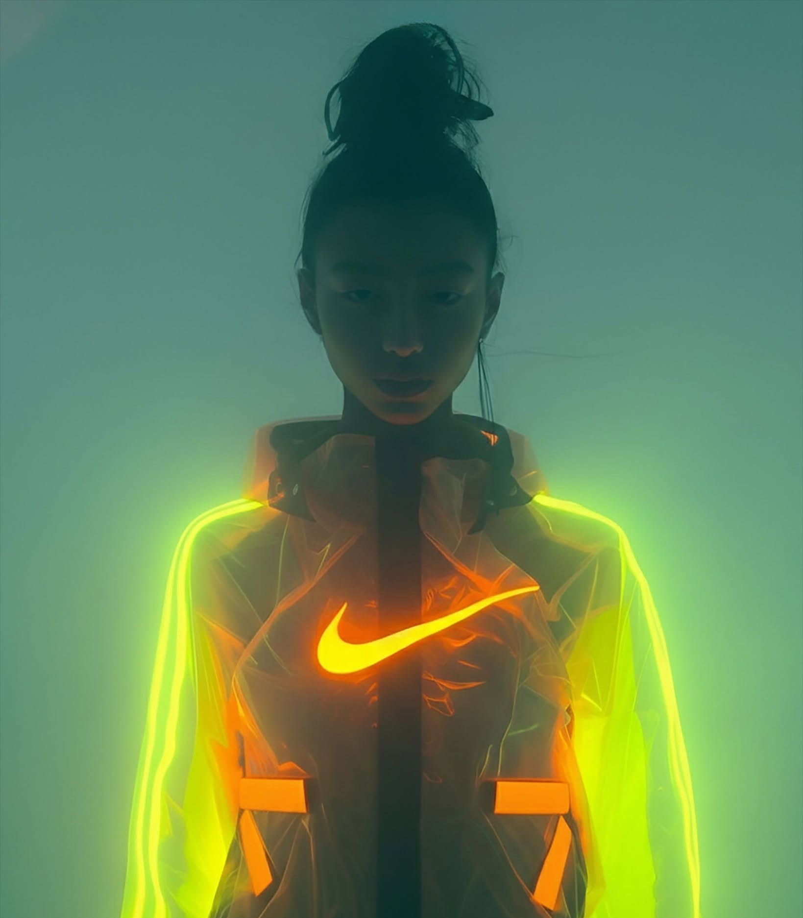 Neon Cyberpunk Glow Jacket Portrait