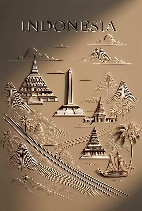 Indonesia Embossed: White Lines Bloom to Life