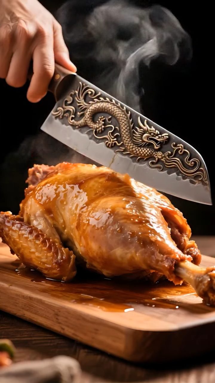 8K Dragon Knife Slicing Juicy Chicken ASMR