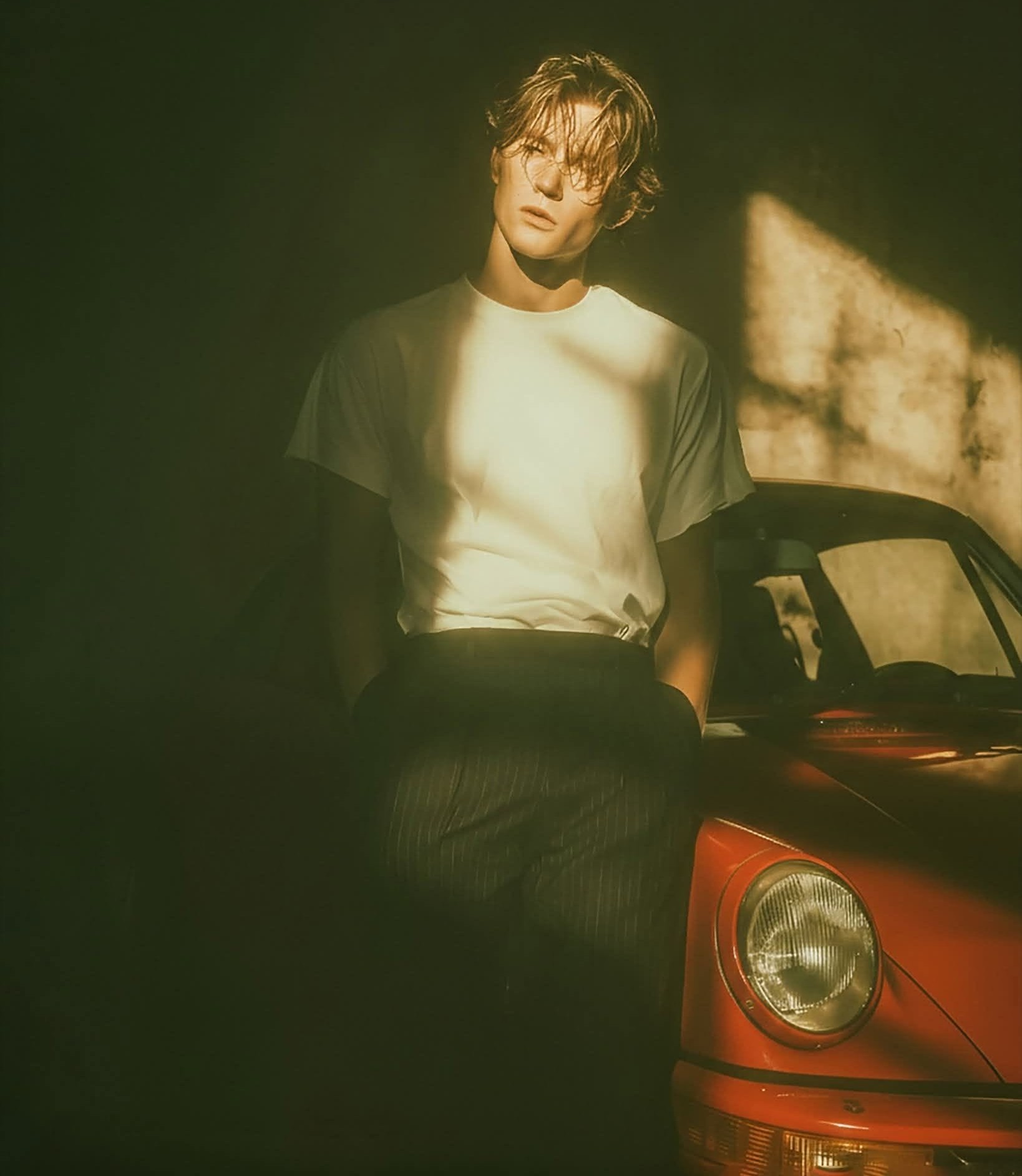 Golden Hour Vintage Car Cinematic Fashion