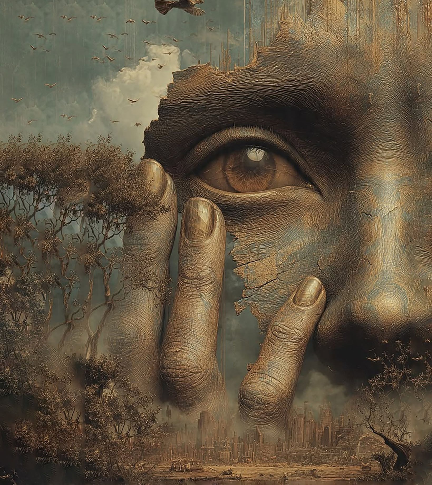 Cracked Earth Face: Nature's Gaze Revealed