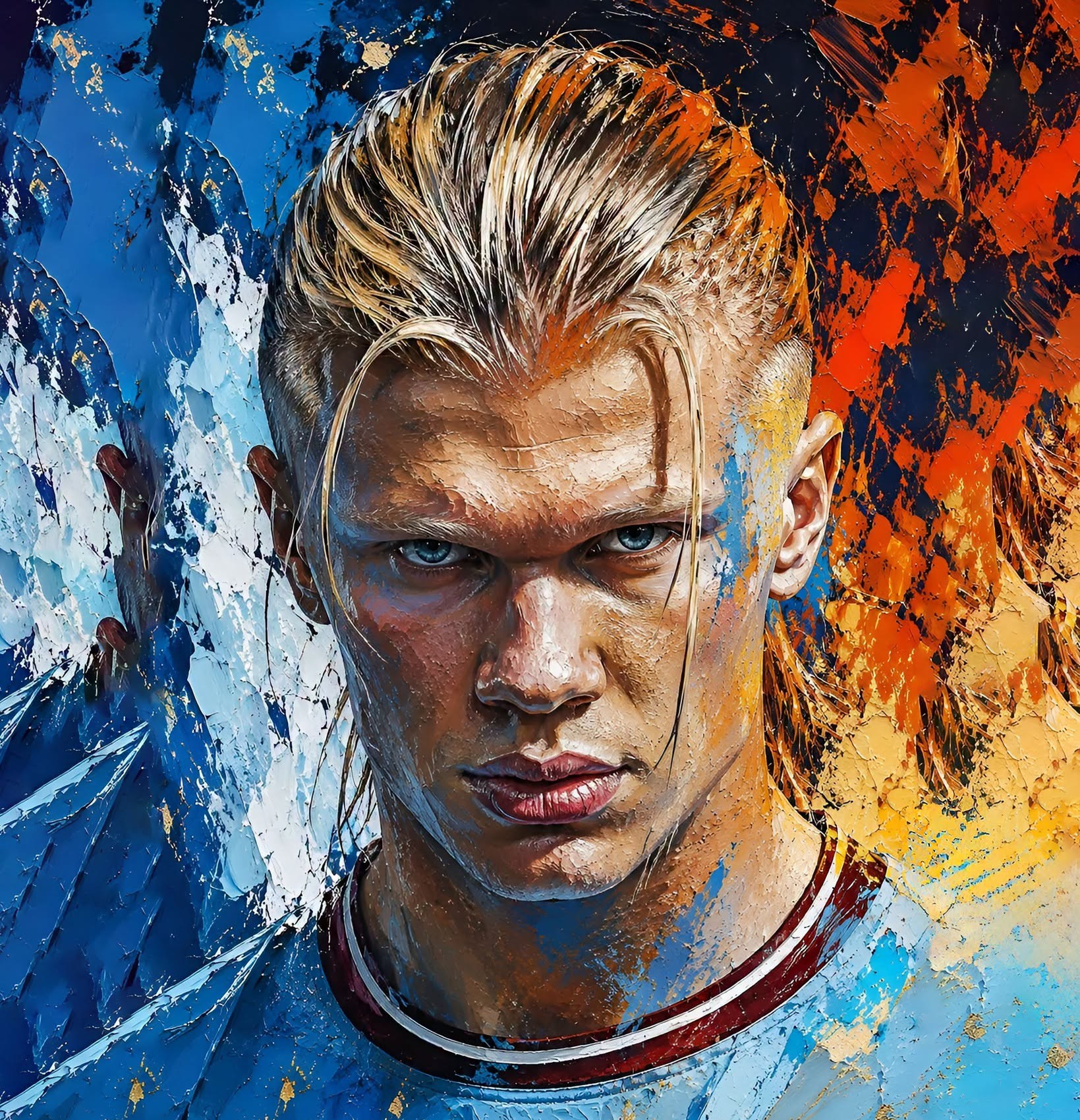 Dynamic Impasto Footballer: Calm vs. Intensity