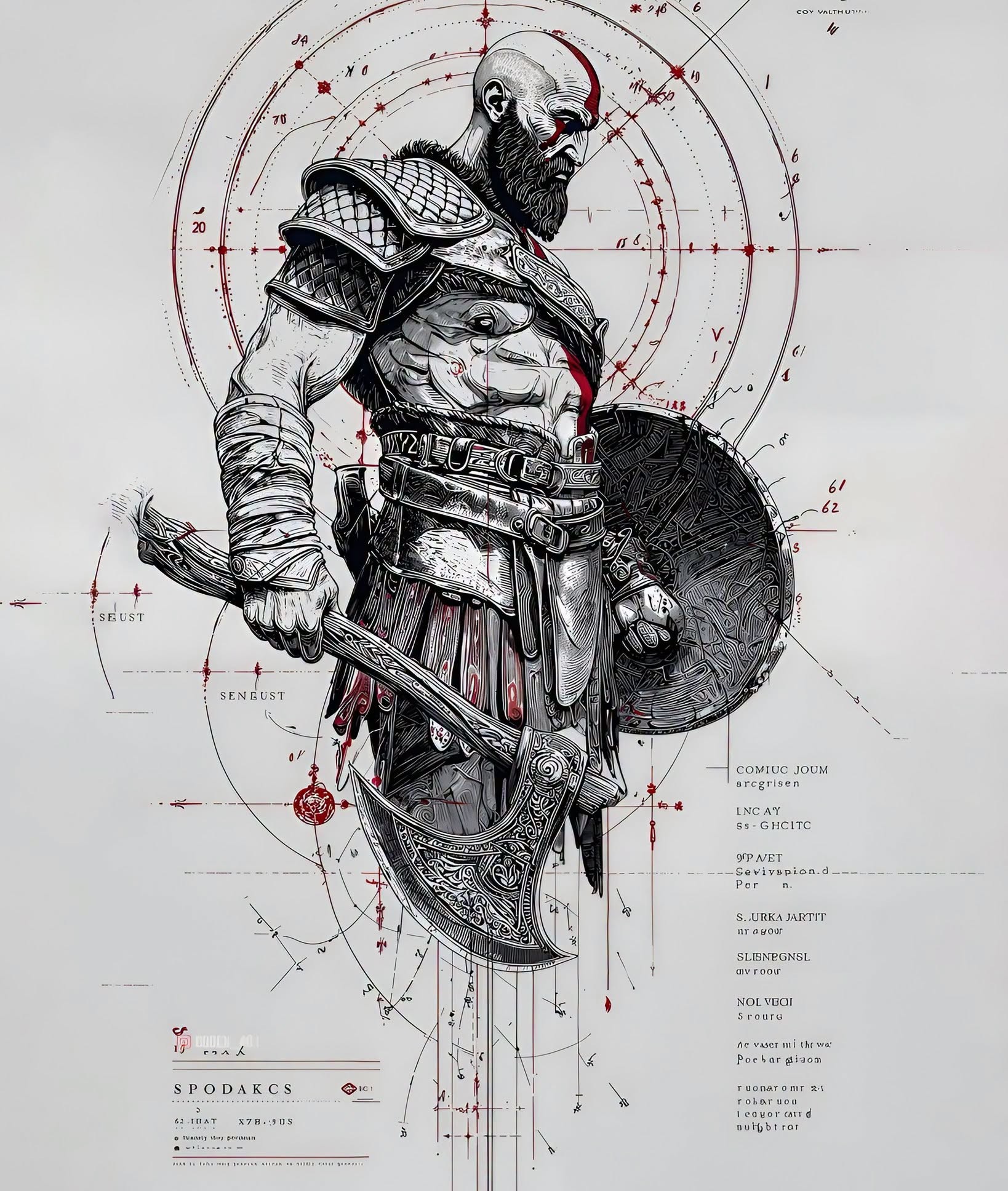 Kratos: Sacred Geometry Blueprint Ink