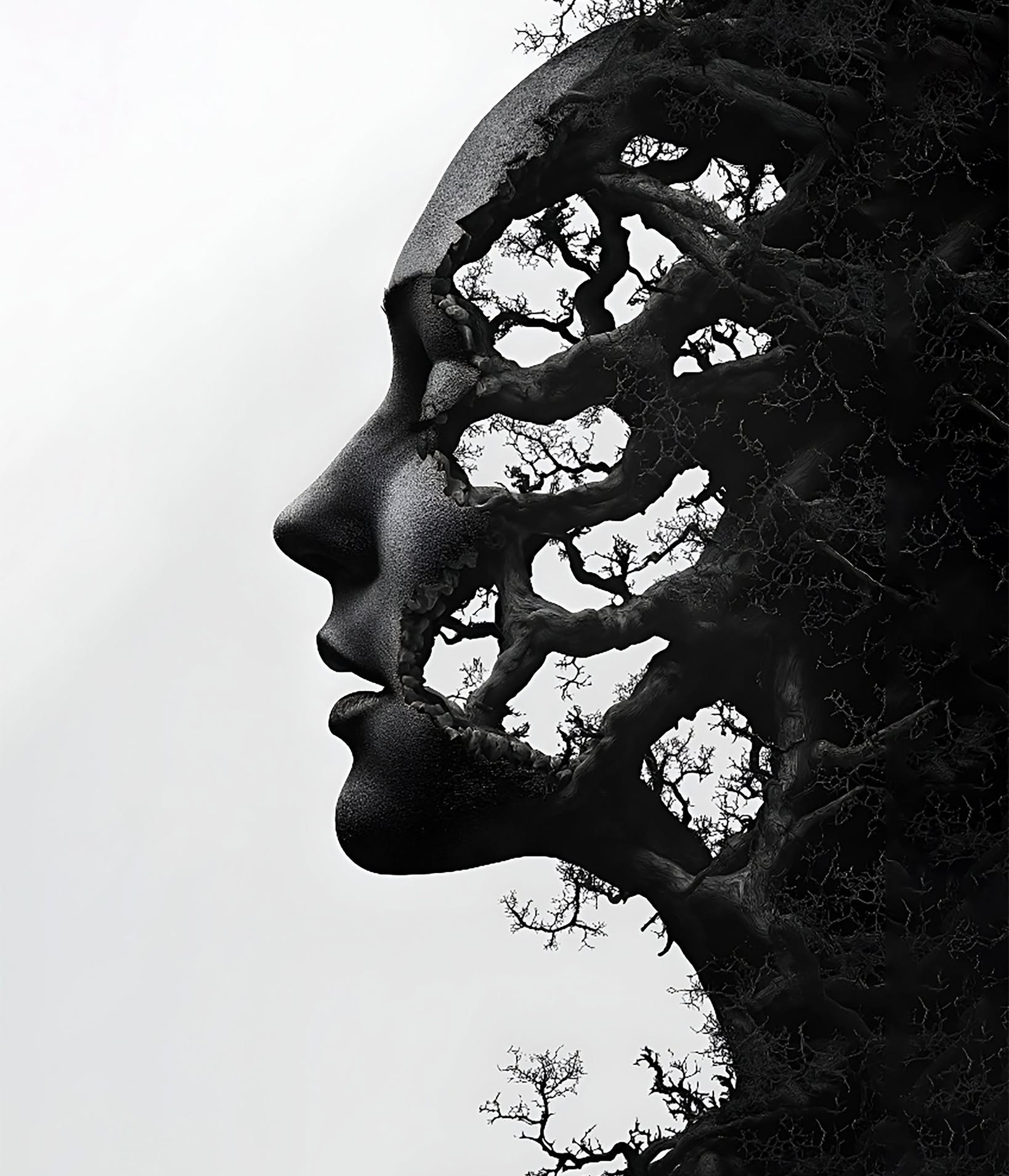 Surreal Tree Root Face Horror