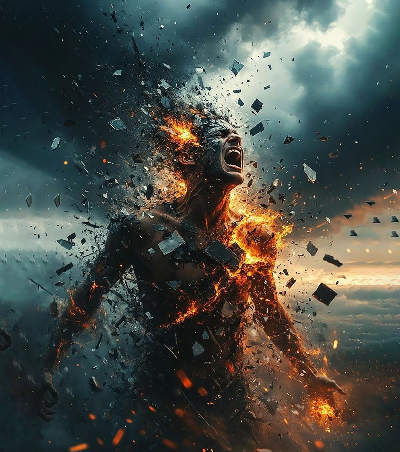 Explosive Fiery Transformation: Man Becomes Inferno