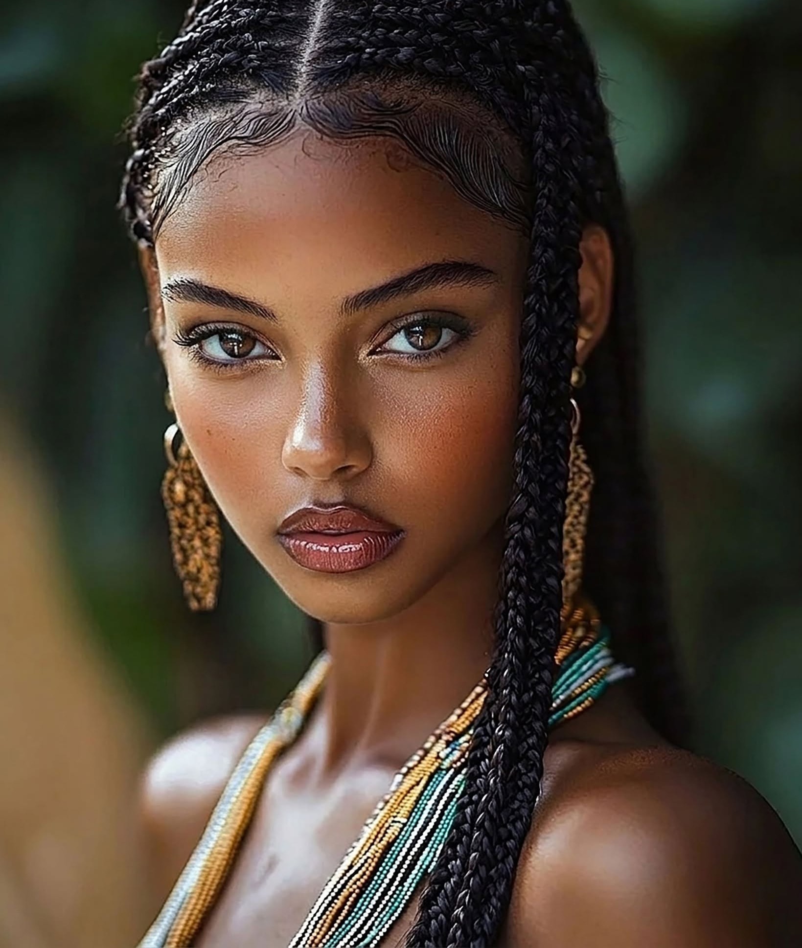 Captivating Braided Beauty: Jungle Portrait