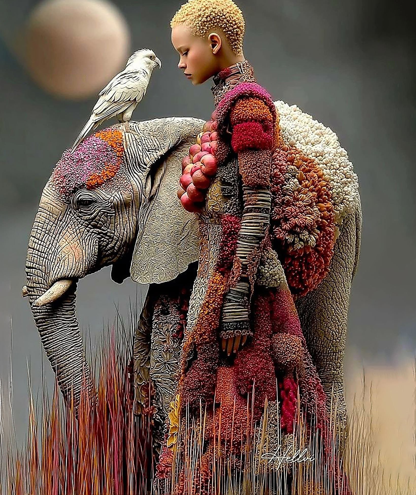 Organic Dreamscape: Child and Elephant